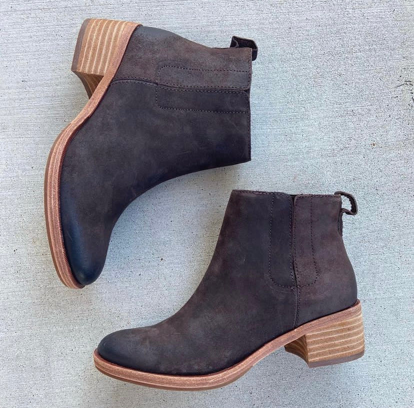 Chocolate Brown Leather Bootie